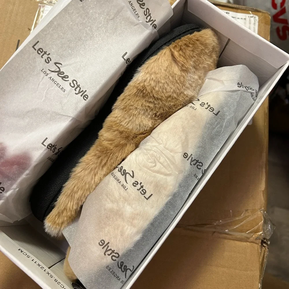 NIB! Let’s See Style Fuzzy Slippers - size 10 only - Picture 2 of 3